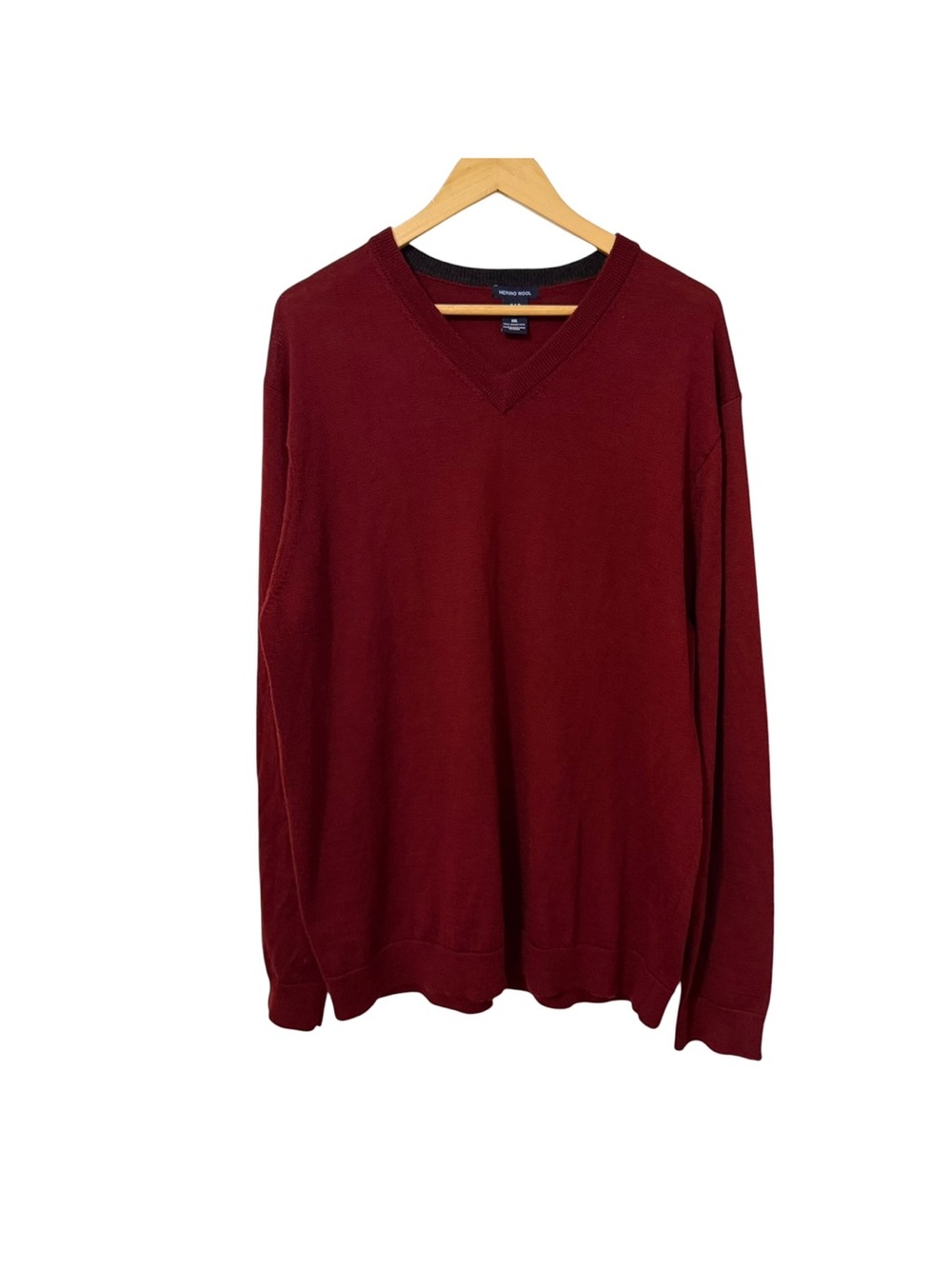 Vintage Gap Y2K Merino Wool Knit Pullover Sweater Mens XXL Burgundy Red V-Neck - Picture 2 of 12